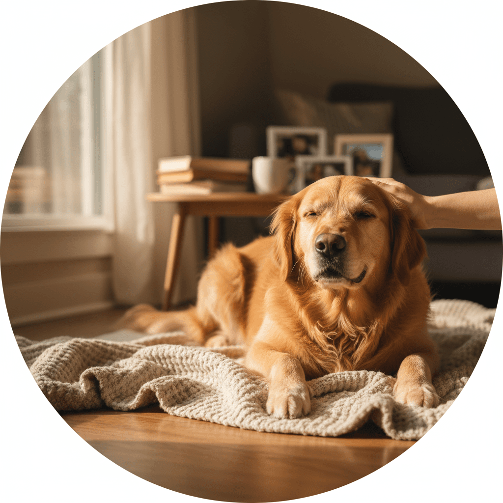 A healthy and happy golden retriever, representing a successful medical outcome.